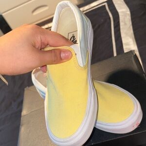 Vans Yellow and White Slip-On Sneakers